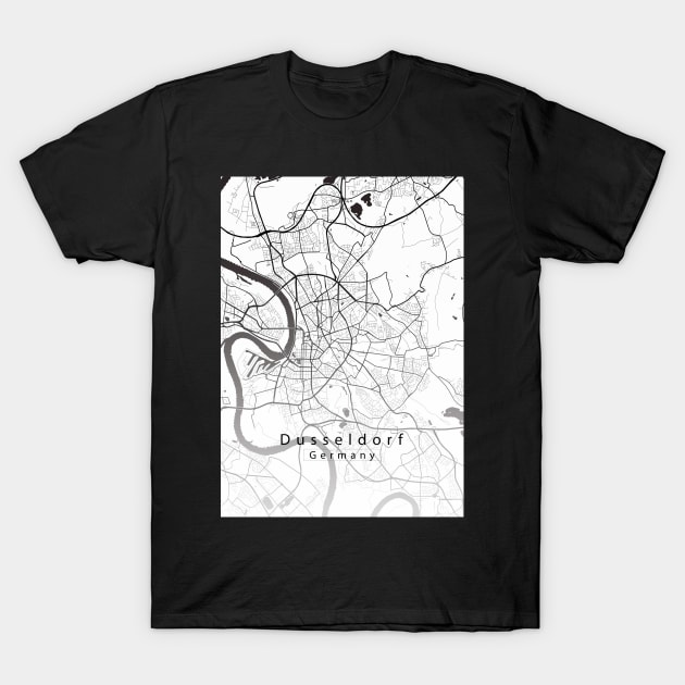 Düsseldorf Germany City Map T-Shirt by Robin-Niemczyk